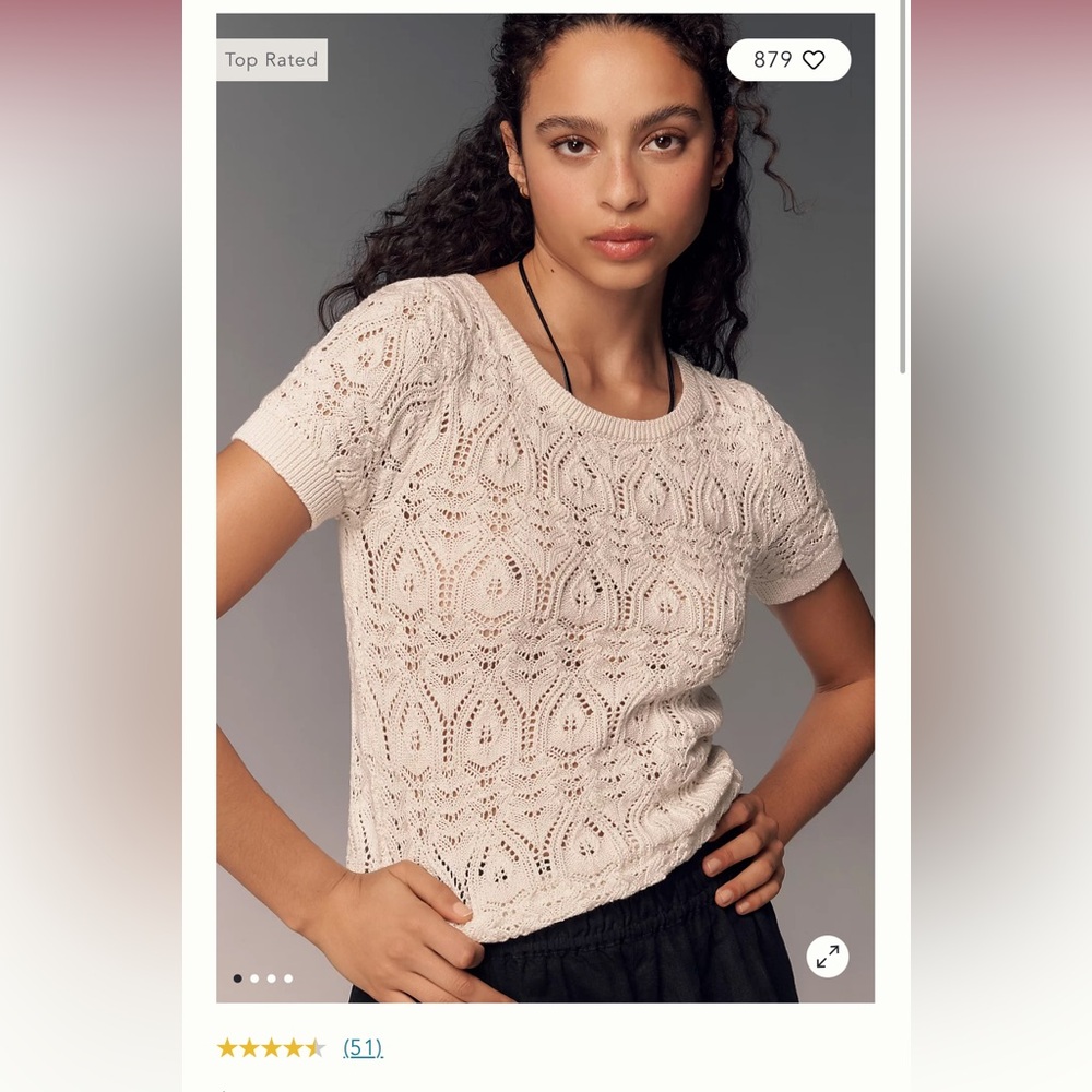 By Anthropologie crochet knit sweater tee